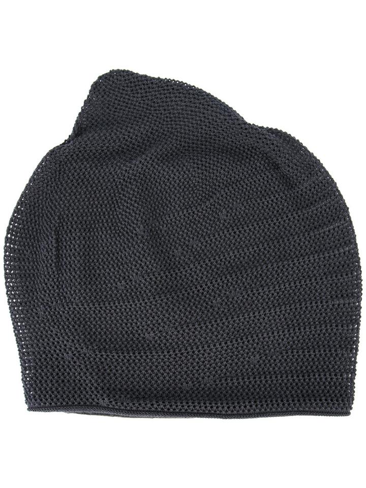 Devoa Perforated Detail Beanie, Grey, Cotton/silk/polyester