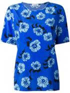 P.a.r.o.s.h. Floral Print Top, Women's, Size: Xl, Blue, Silk/spandex/elastane