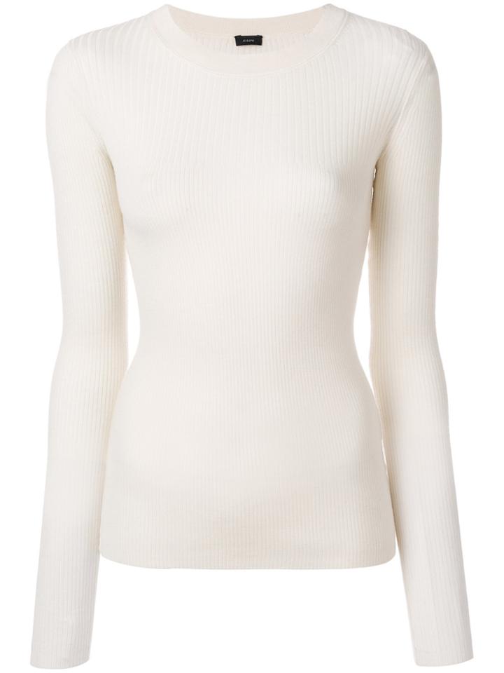 Joseph Skinny Fit Rib Knit Sweater - White
