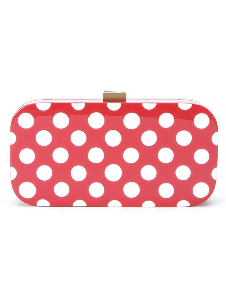 Serpui Polka Dot Enamelled Clutch, Women's, Red