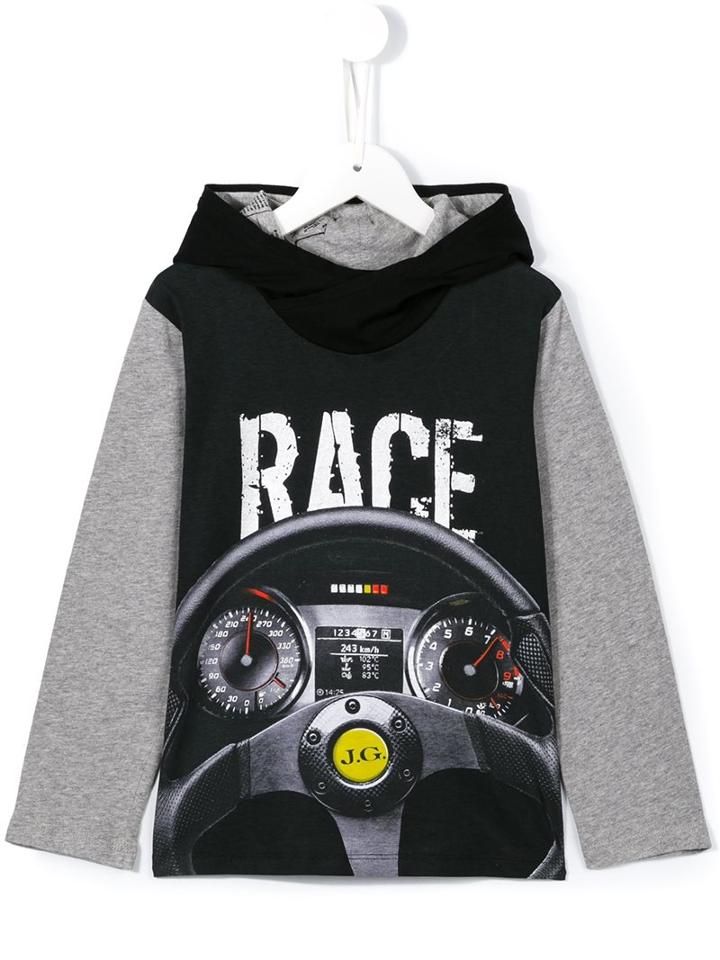John Galliano Kids Race Print Hoodie, Boy's, Size: 6 Yrs, Black