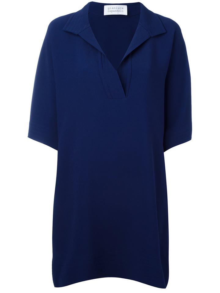 Gianluca Capannolo - V-neck Shift Dress - Women - Viscose - 44, Blue, Viscose