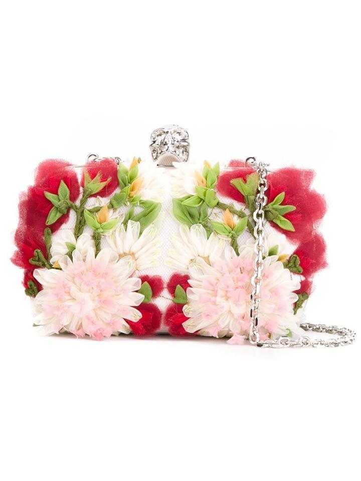 Alexander Mcqueen 'skull' Floral Box Clutch, Women's