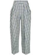 Eudon Choi Checked Cropped Trousers - Grey