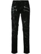 God's Masterful Children Shredded Trim Slim-fit Jeans, Men's, Size: 36, Black, Cotton/polyester
