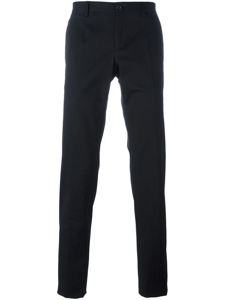 Dolce & Gabbana Tailored Trousers, Men's, Size: 52, Black, Cotton/spandex/elastane