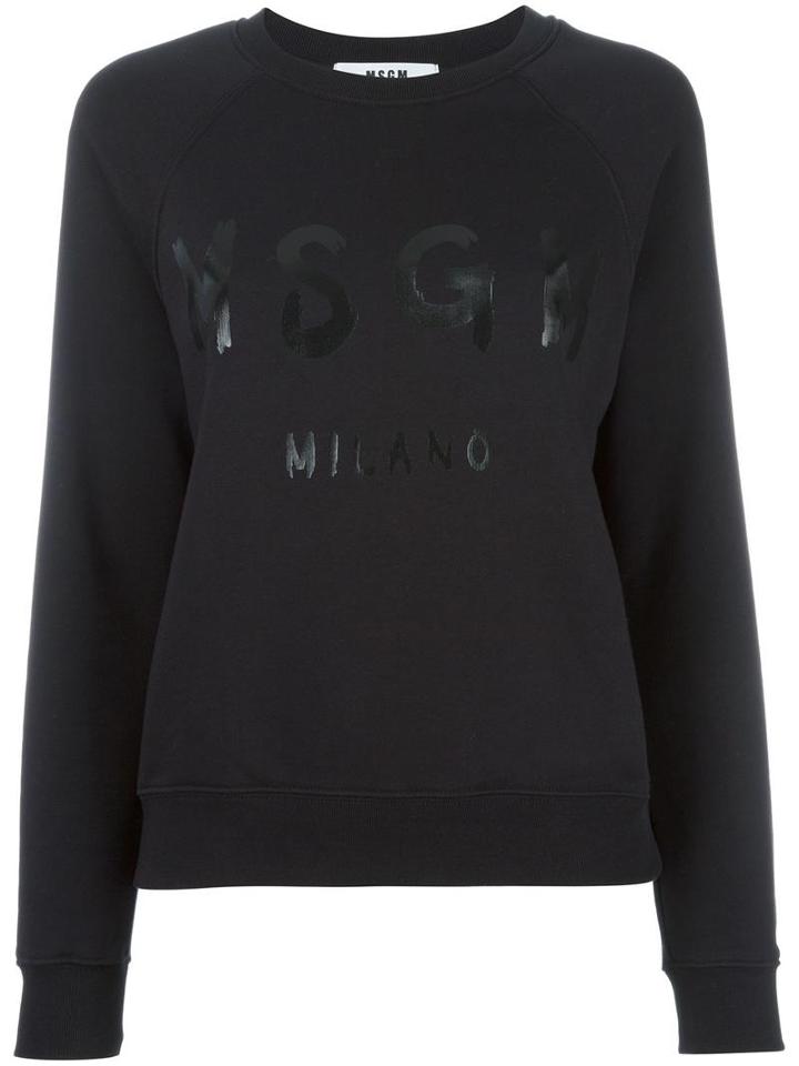Msgm Logo Print Sweatshirt, Size: Large, Black, Cotton