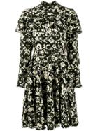 Valentino Ruffled Floral Dress - Black