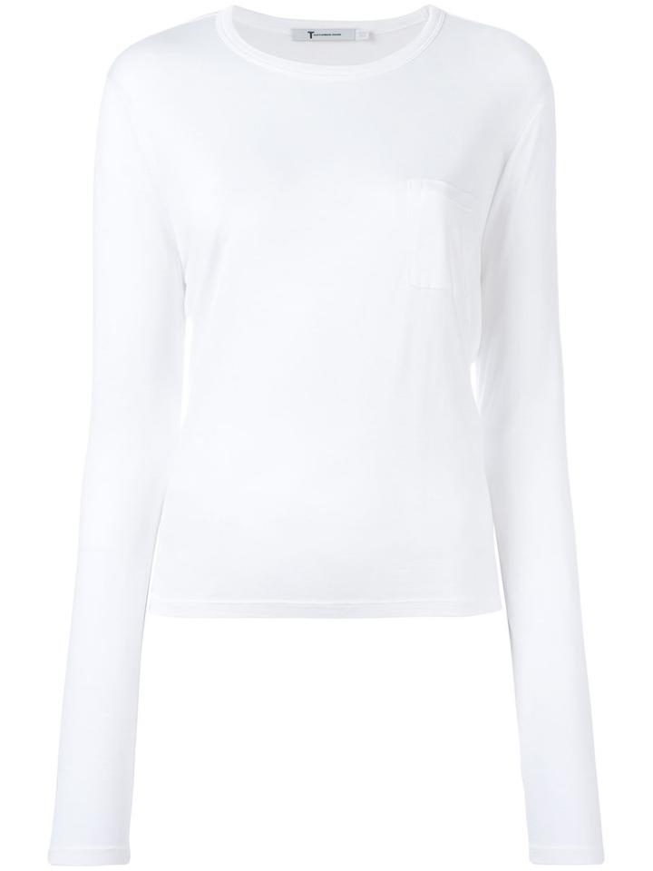 T By Alexander Wang Patch Pocket T-shirt, Women's, Size: Small, White, Rayon