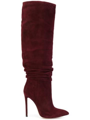 Gianni Renzi Ruched Detail Mid-calf Boots - Red