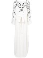 Oscar De La Renta Floral Embroidered Kaftan With Slip - White