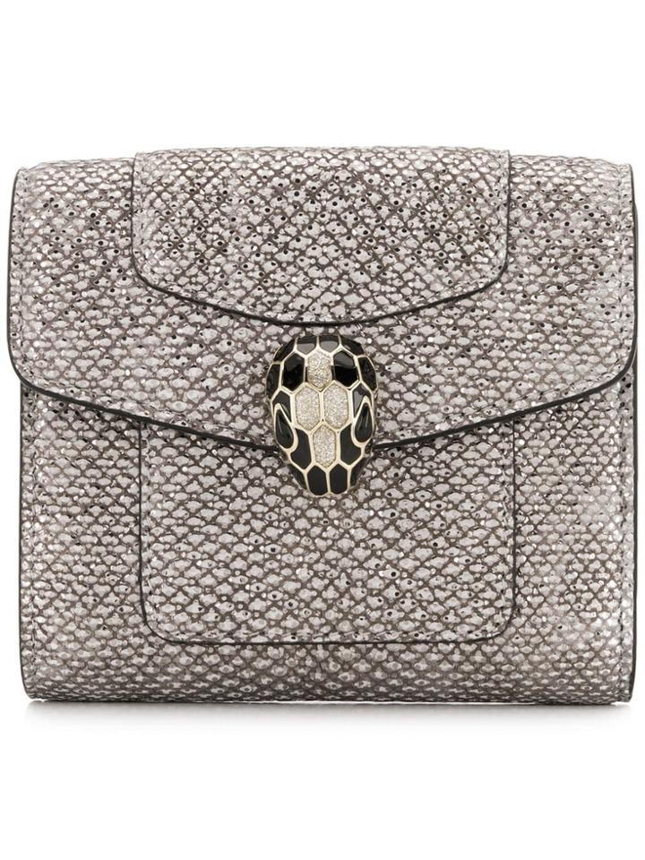Bulgari Embossed Tri-fold Wallet - Grey