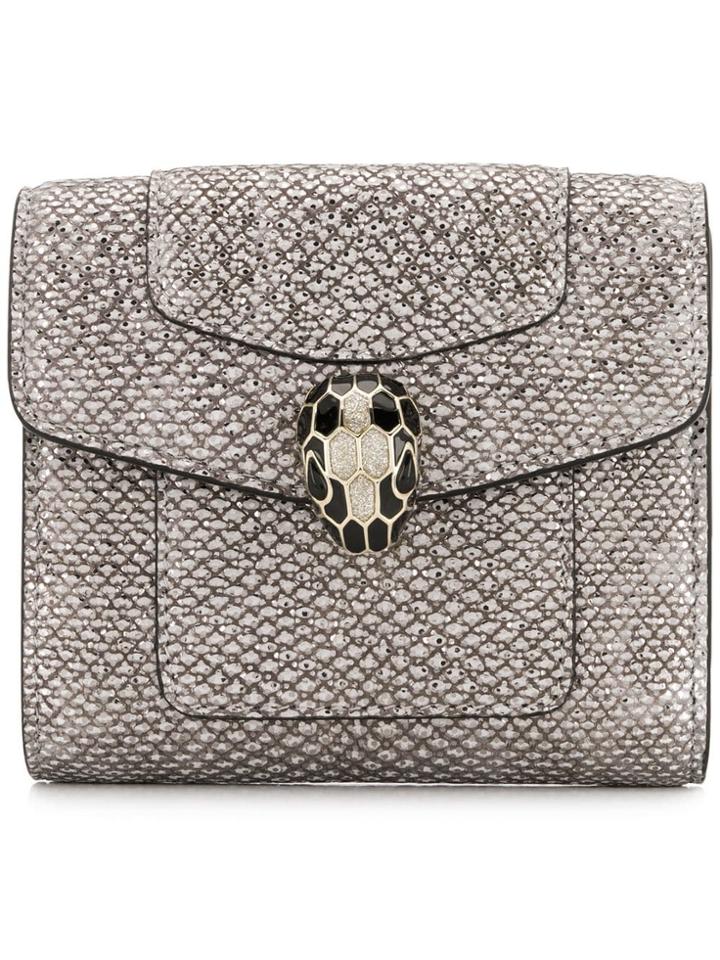 Bulgari Embossed Tri-fold Wallet - Grey