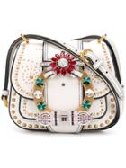 Miu Miu White Dahlia Crystal Shoulder Bag
