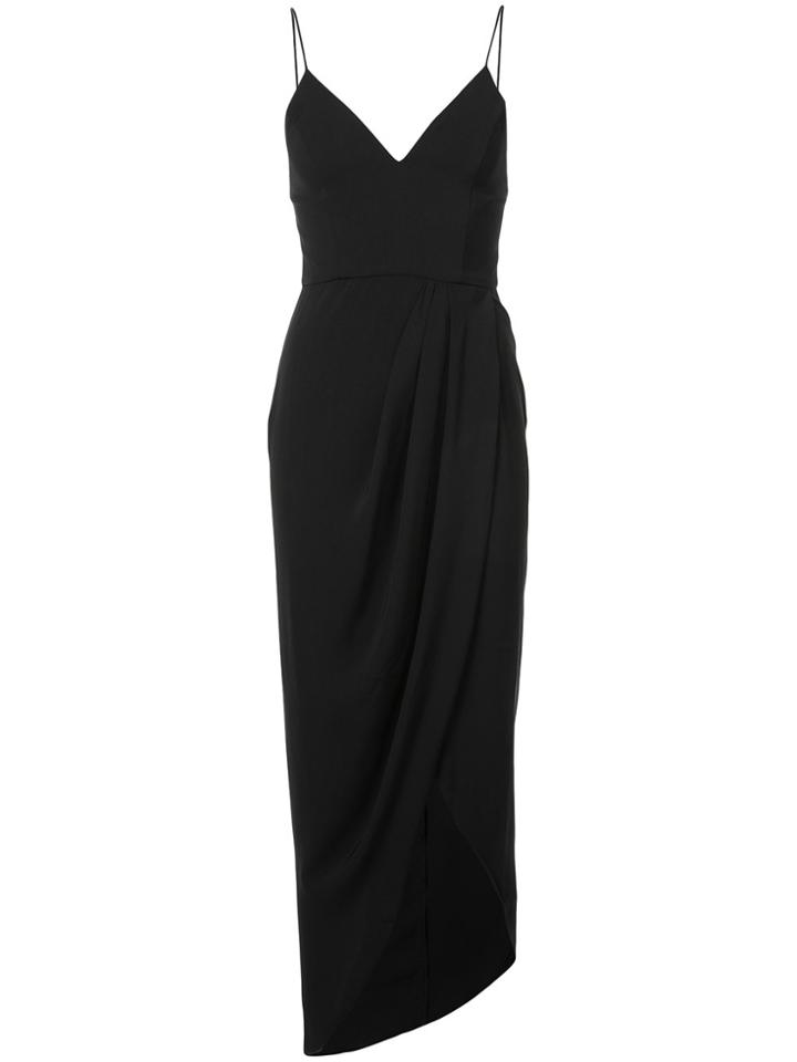 Shona Joy Wrap Skirt Fitted Dress - Black