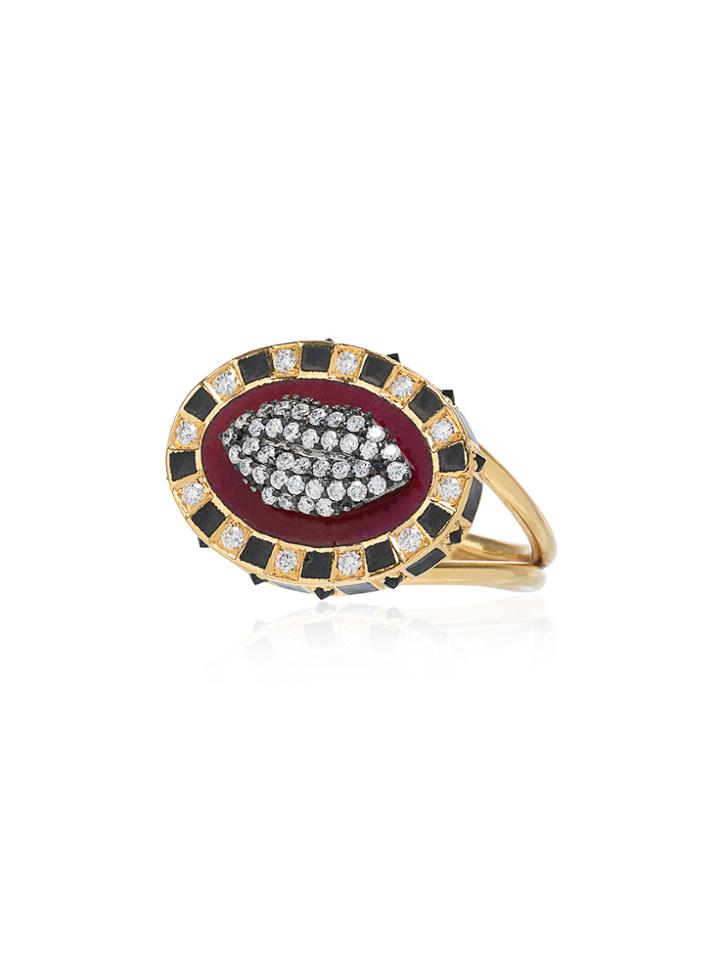 Holly Dyment 18k Yellow Gold Glam Lip Diamond Ring - Metallic