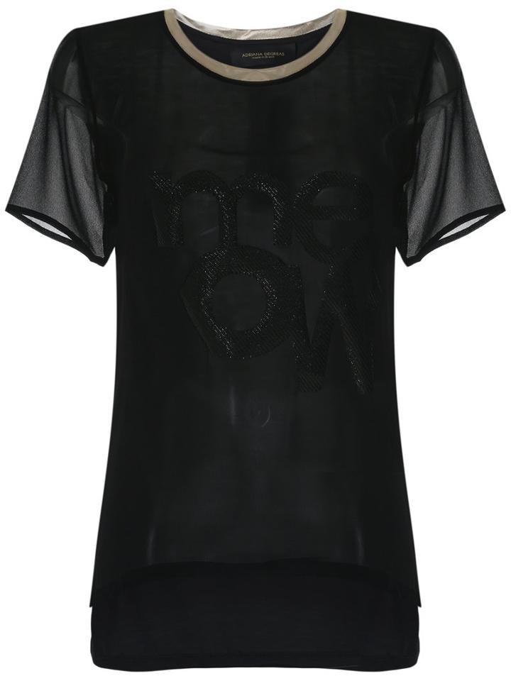 Adriana Degreas Round Neck Silk T-shirt, Women's, Size: G, Black, Silk Crepe