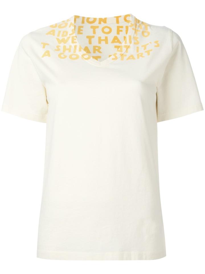 Maison Margiela Printed V-neck T-shirt - Yellow & Orange