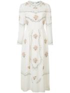 Vilshenko Embroidered Midi Dress, Women's, Size: 10, White, Cotton/silk
