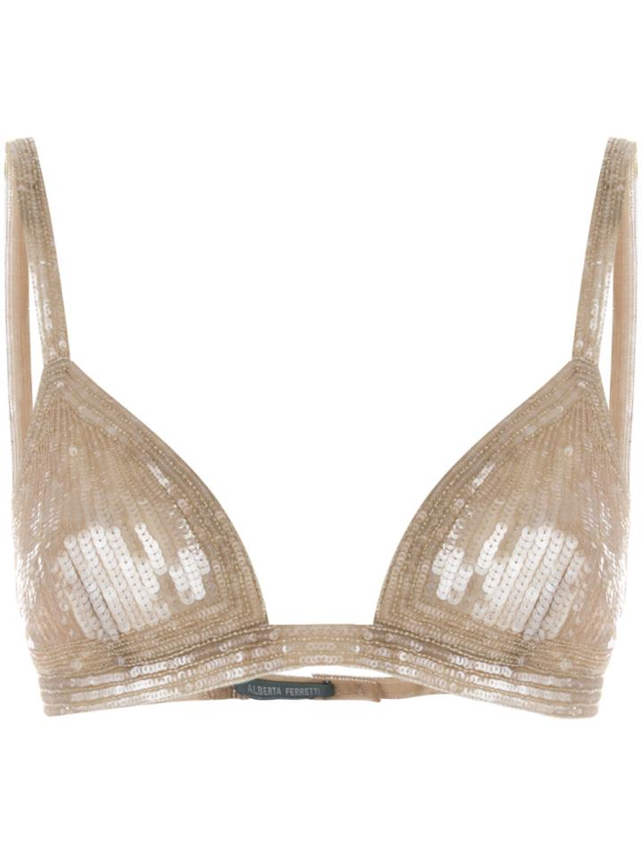 Alberta Ferretti Sequin Bra Top - Nude & Neutrals