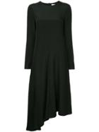 Tibi Asymmetrical Dress Fringe Back - Black