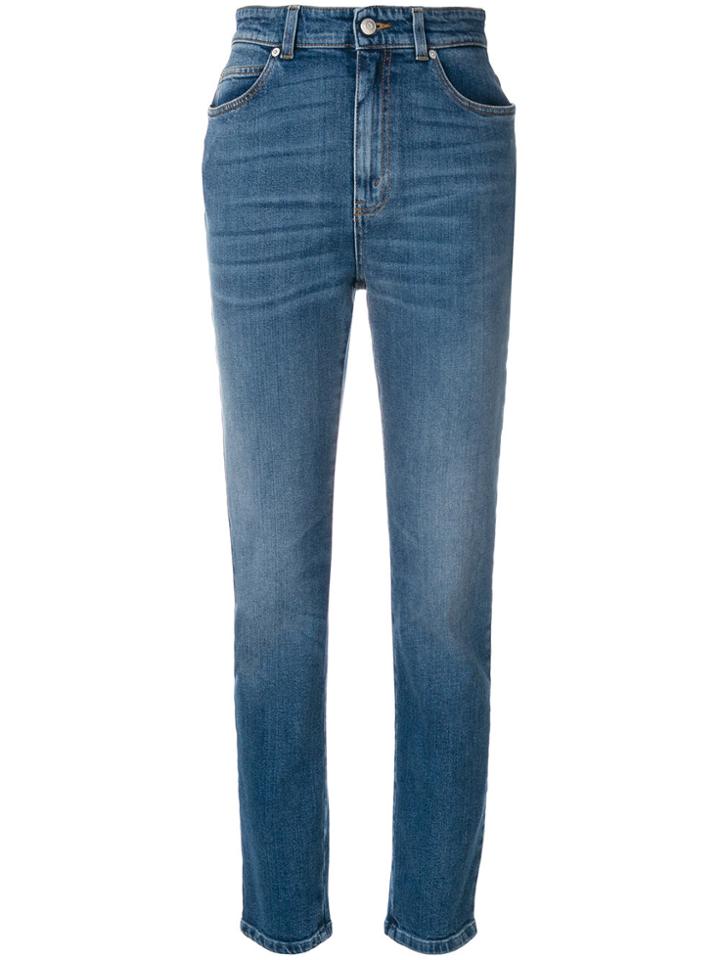 Alexander Mcqueen High Waisted Cropped Jeans - Blue