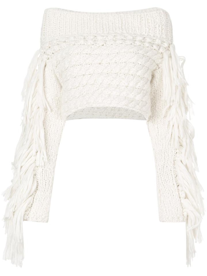 Philosophy Di Lorenzo Serafini Cropped Off Shoulder Jumper - White