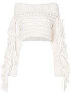 Philosophy Di Lorenzo Serafini Cropped Off Shoulder Jumper - White