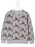 Moschino Kids Teen Toy Bear Music Print Sweatshirt - Grey