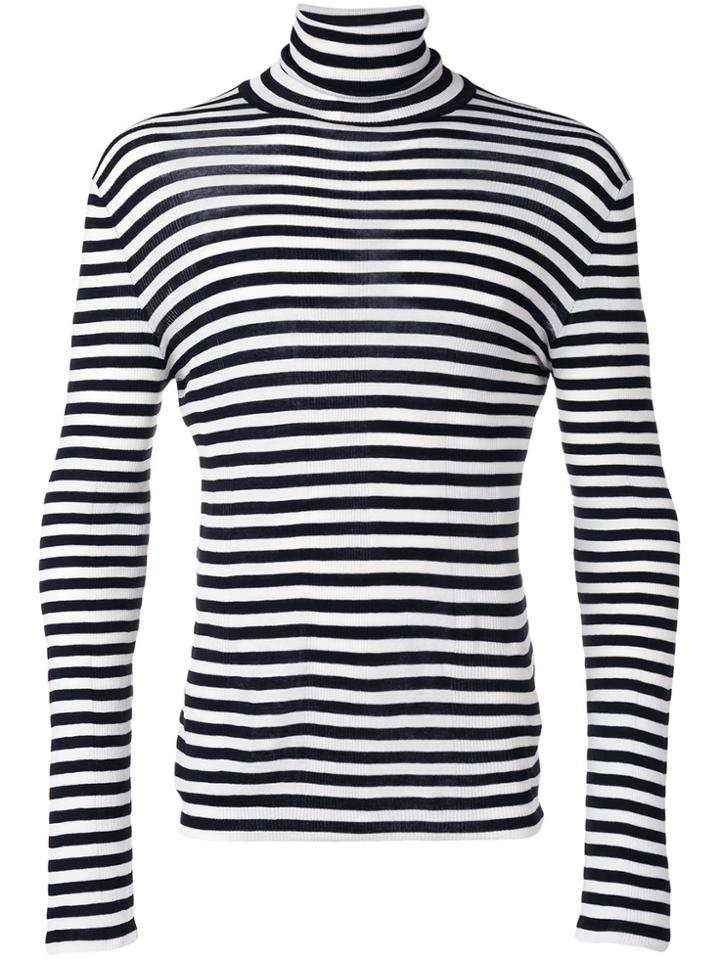 Saint Laurent Striped Roll Neck Sweater - Black