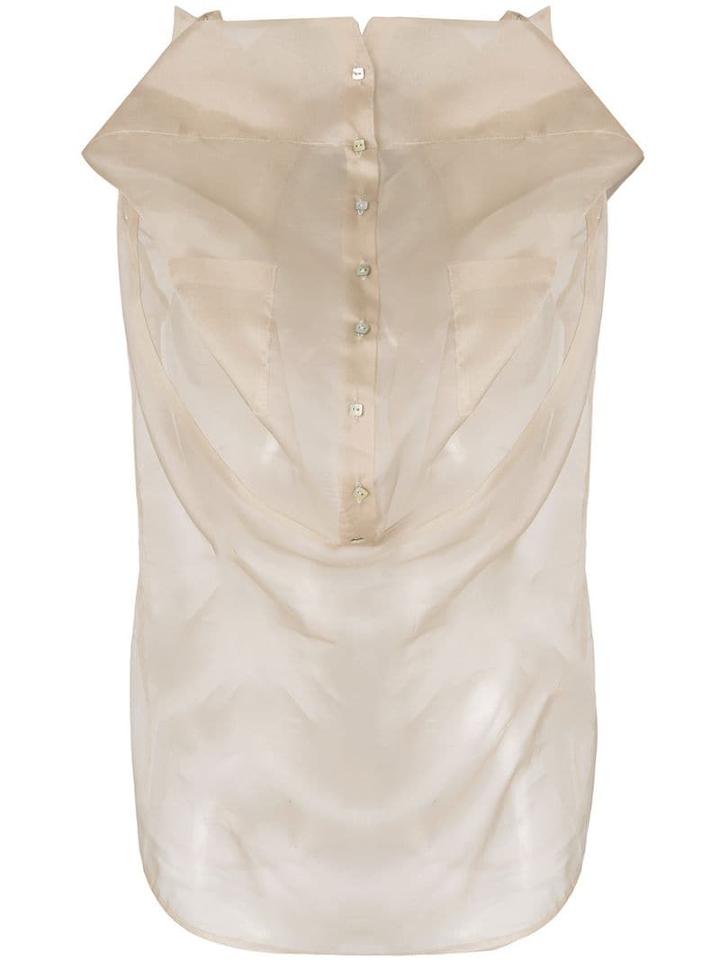 Balossa White Shirt Transparent Deconstructed Shirt - Neutrals