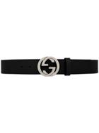 Gucci Leather Belt With Interlocking G Buckle - Black