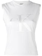 Calvin Klein Jeans - Logo Print Tank Top - Women - Cotton/polyester/spandex/elastane/lyocell - Xs, Women's, White, Cotton/polyester/spandex/elastane/lyocell