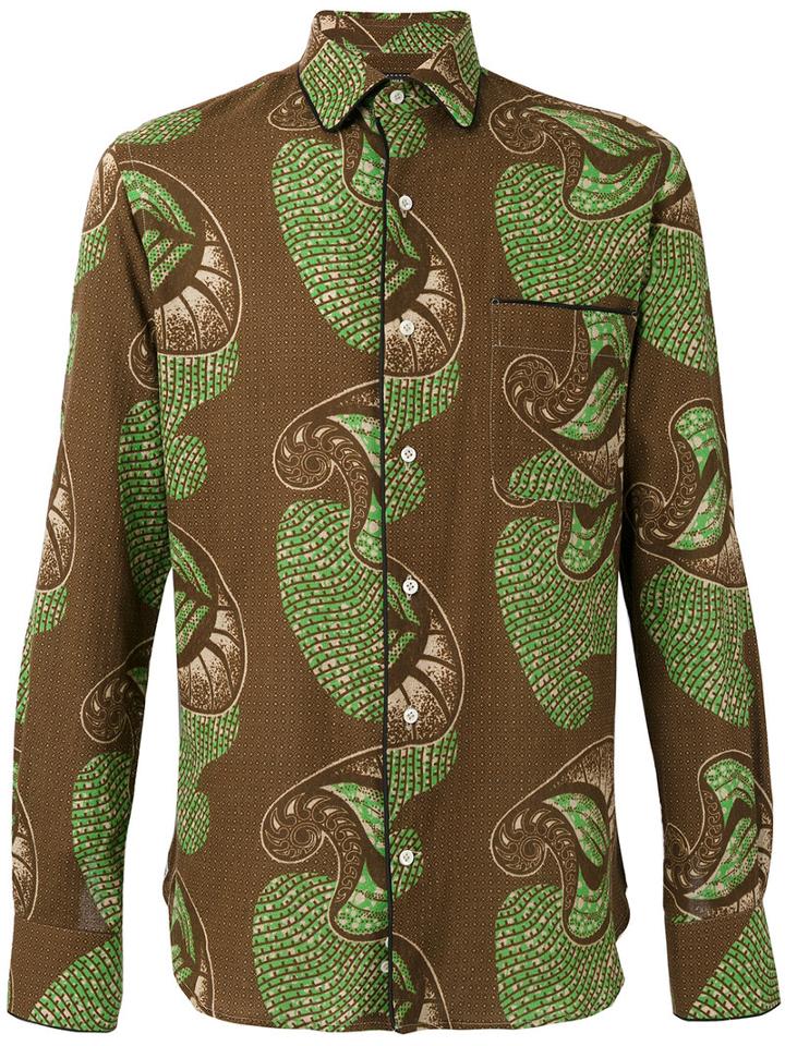 Gabriele Pasini Printed Shirt, Men's, Size: 41, Brown, Cotton