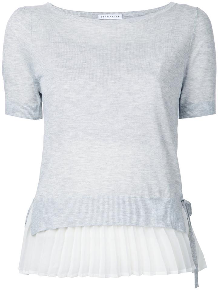 Estnation - Layered Top - Women - Rayon - 38, Grey, Rayon