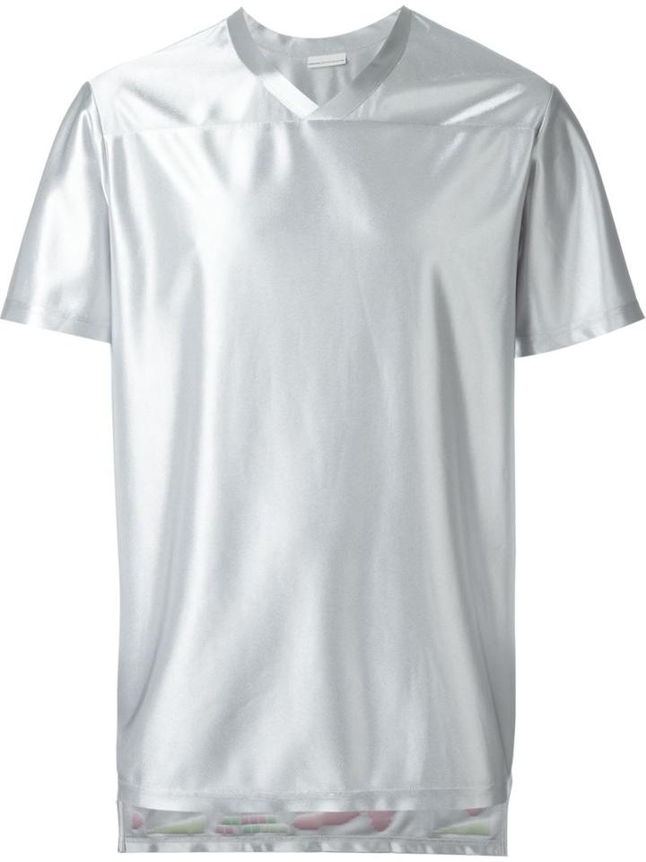 Sankuanz Print Detail Metallic T-shirt, Men's, Size: Xs, Grey, Polyester