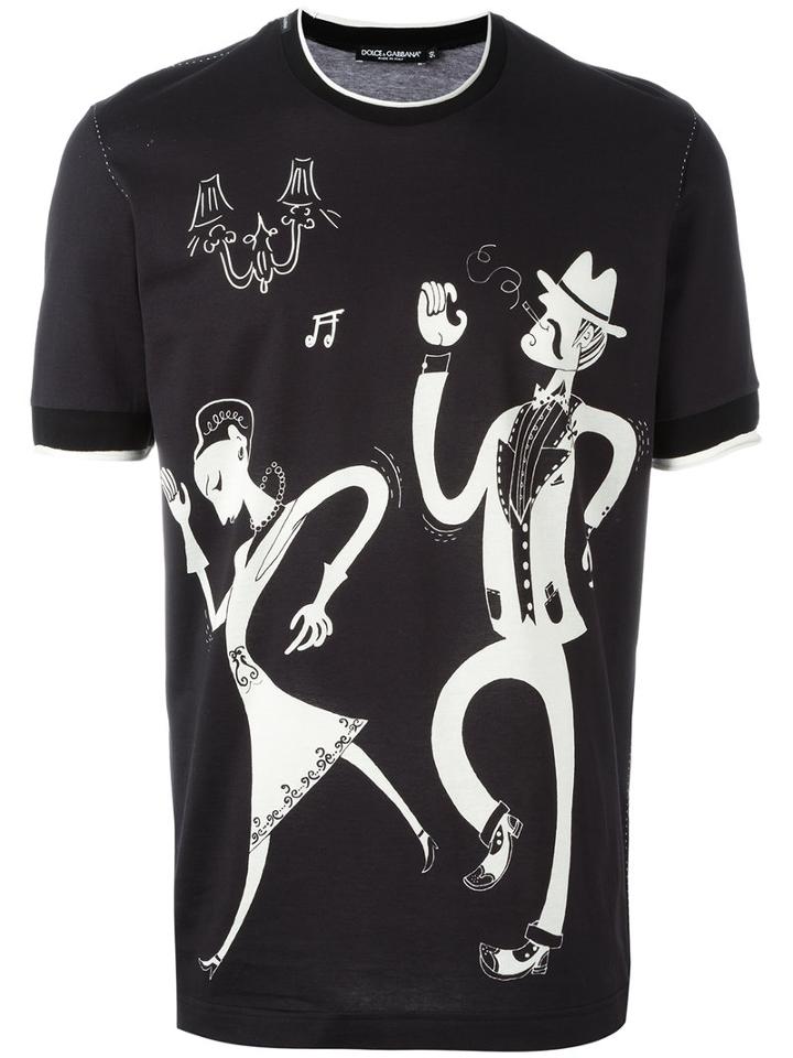 Dolce & Gabbana Jazz Club Print T-shirt, Men's, Size: 50, Black, Cotton