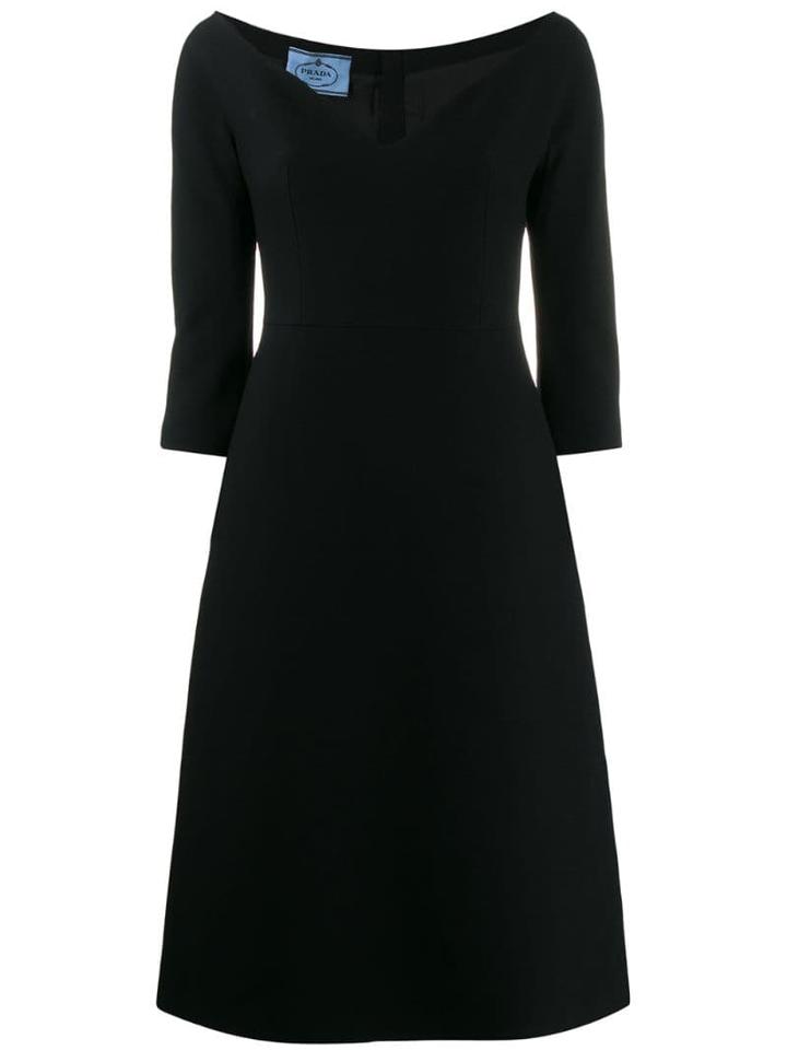 Prada Flared V-neck Dress - Black
