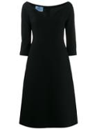 Prada Flared V-neck Dress - Black