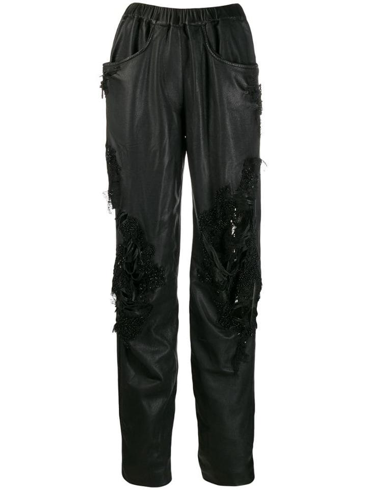 Almaz Distressed Straight Trousers - Black