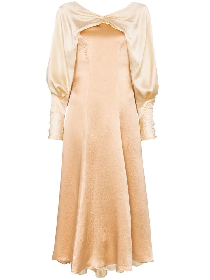 Rejina Pyo Contrasting-collar Midi Dress - Neutrals