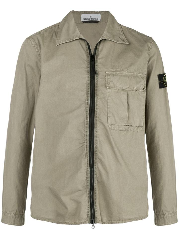 Stone Island Zipped Lightweight Jacket - Brown