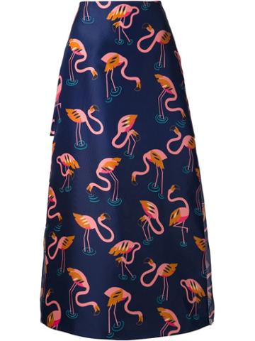 Delpozo Flamingo Print Skirt