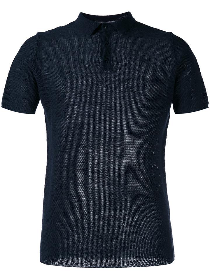 Roberto Collina Plain Polo Shirt, Men's, Size: 48, Blue, Cotton/linen/flax/polyester