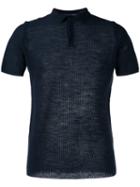 Roberto Collina Plain Polo Shirt, Men's, Size: 48, Blue, Cotton/linen/flax/polyester