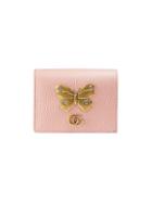 Gucci Leather Card Case With Butterfly - Pink