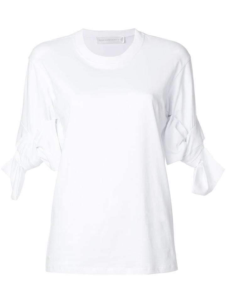Victoria Victoria Beckham - Bow Cuff T-shirt - Women - Cotton - S, White, Cotton