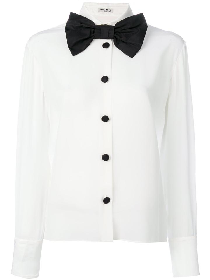 Miu Miu Oversized Bow-tie Shirt - White