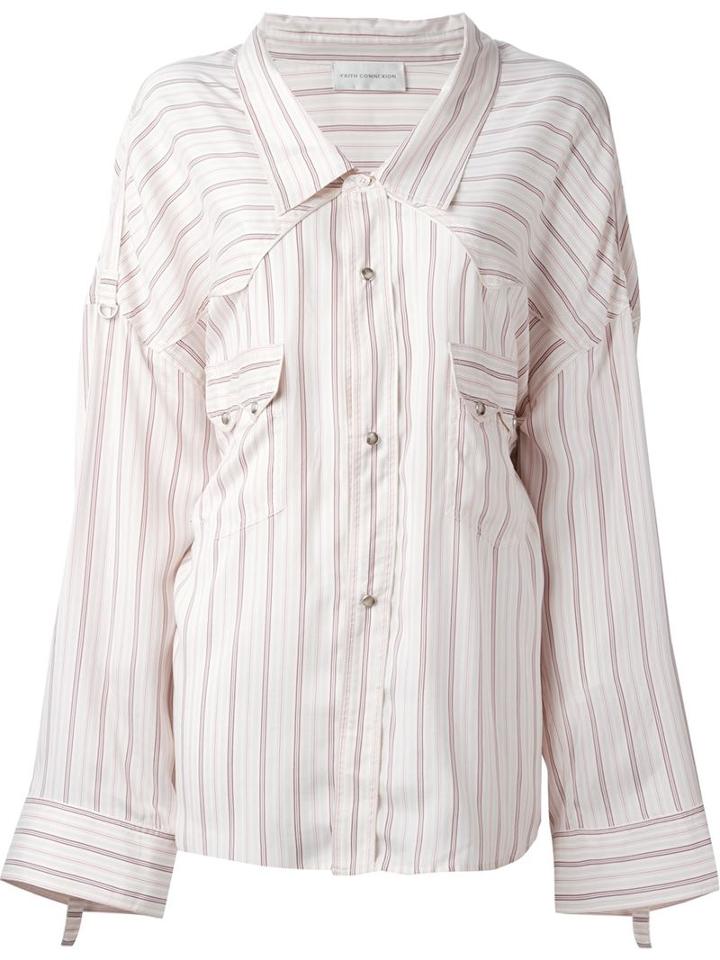 Faith Connexion Oversized Striped Shirt, Women's, Size: Xs, Pink/purple, Silk