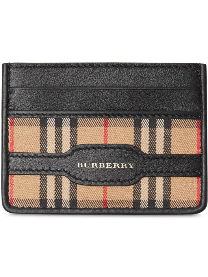 Burberry 1983 Check And Leather Card Case - Black